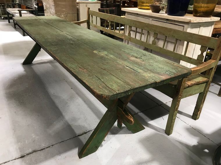Vintage industrial European kitchen farmhouse dining table #1915