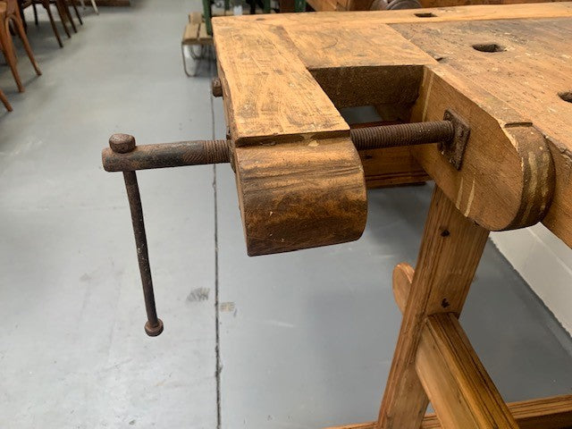 Vintage  European Carpenters Woodworking  Bench  #4593  Byron