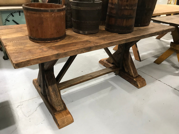 Vintage industrial European kitchen farmhouse dining table 1.8 long #1957 Byron Warehouse