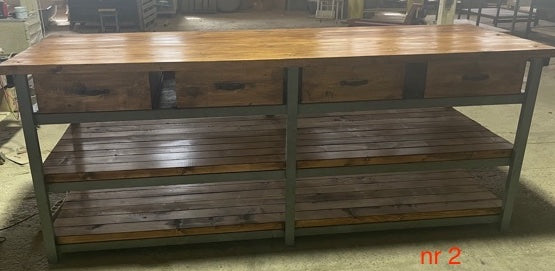 Vintage European Workbench kitchen island table #3736 Nr2  HOLD SHARRON HARRIS