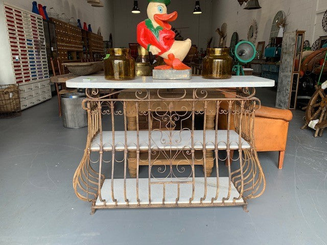 Marble Top, Iron Base Bar / Shop Counter  #4600  Byron