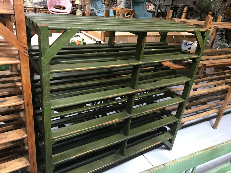 Vintage industrial Belgium bakers wooden rack  #1997green