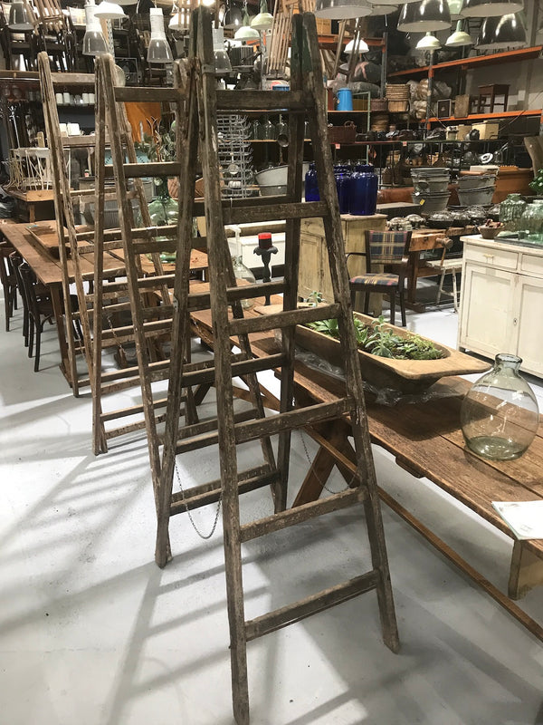 Vintage industrial European wooden step ladder #2086/3