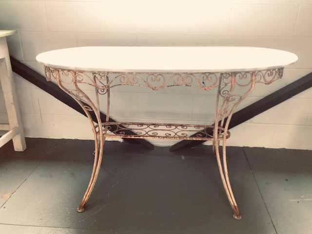 Vintage Metal / Marble  Garden Table  #3644 Byron