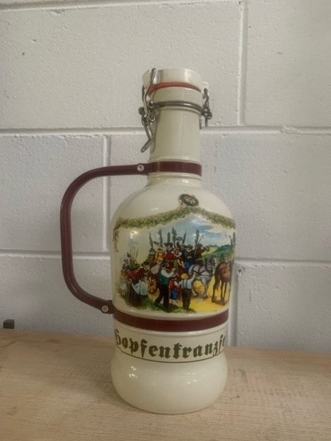 Vintage Painted German Beer Bottle  #4625 Byron