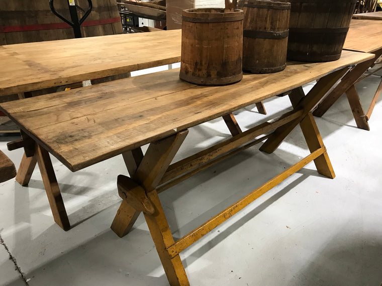 Vintage industrial European kitchen farmhouse dining table 2.2 long #1958